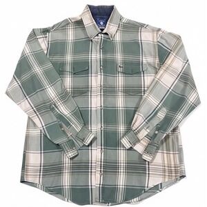 Vintage Texas Cotton Plaid Button Front Shirt Made in USA Men's L Long Sleeve